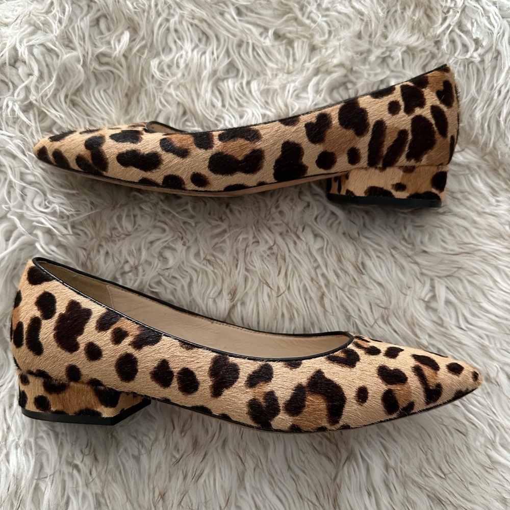 Cole Haan Vesta Skimmer Ocelot Leopard Pony Hair Kitten Heel Flat Size 7.5